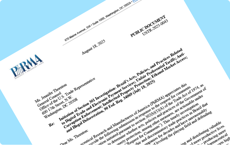 PhRMA Comments on Section 301 Investigation of Acts, Policies and Practices of Brazil teaser